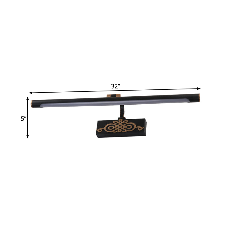 Luz de tocador alargado negro lámpara de apliques de baño de baño de metal clásico en blanco/cálido/luz natural, 16 "/20"/24 "L