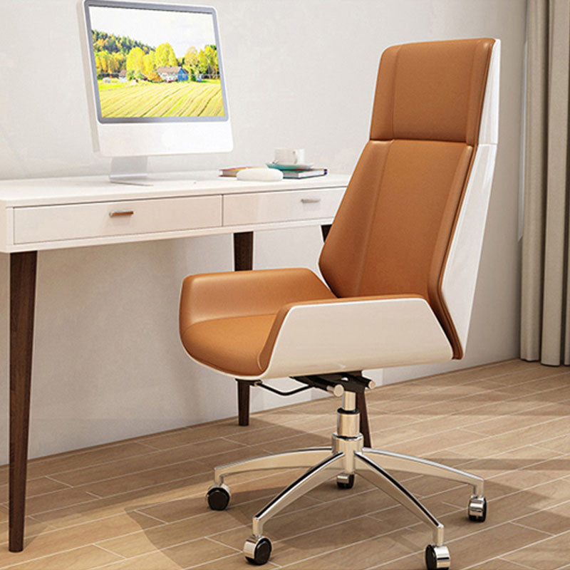 High Back Leather Office Chair Rotatable Desk Chair with Wheels