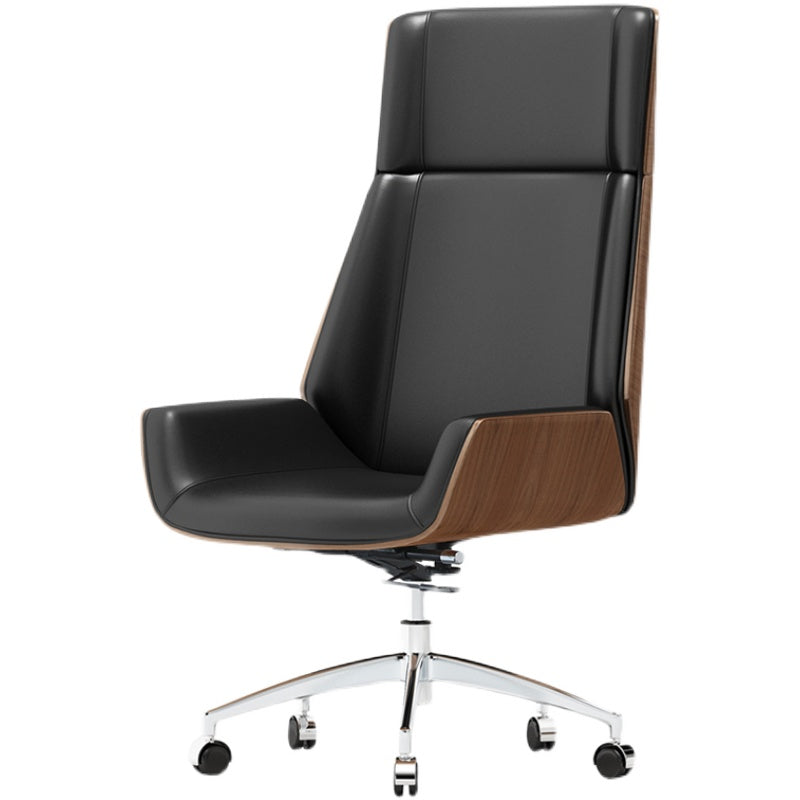 High Back Leather Office Chair Rotatable Desk Chair with Wheels