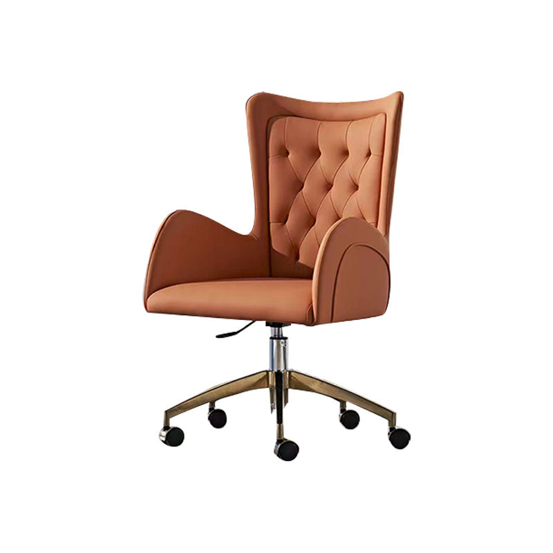 Mid Back Office Chair Rotatable Leather Desk Chair with Steel Base