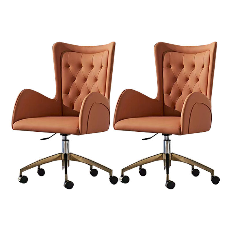 Mid Back Office Chair Rotatable Leather Desk Chair with Steel Base