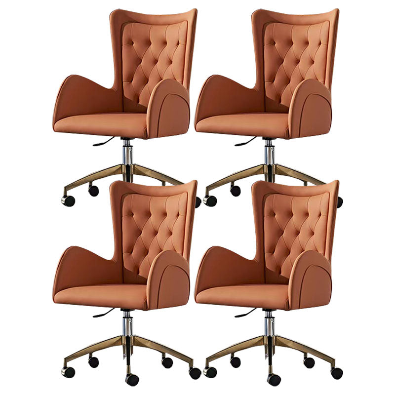 Mid Back Office Chair Rotatable Leather Desk Chair with Steel Base