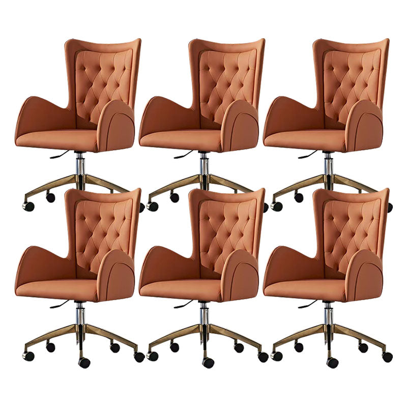 Mid Back Office Chair Rotatable Leather Desk Chair with Steel Base