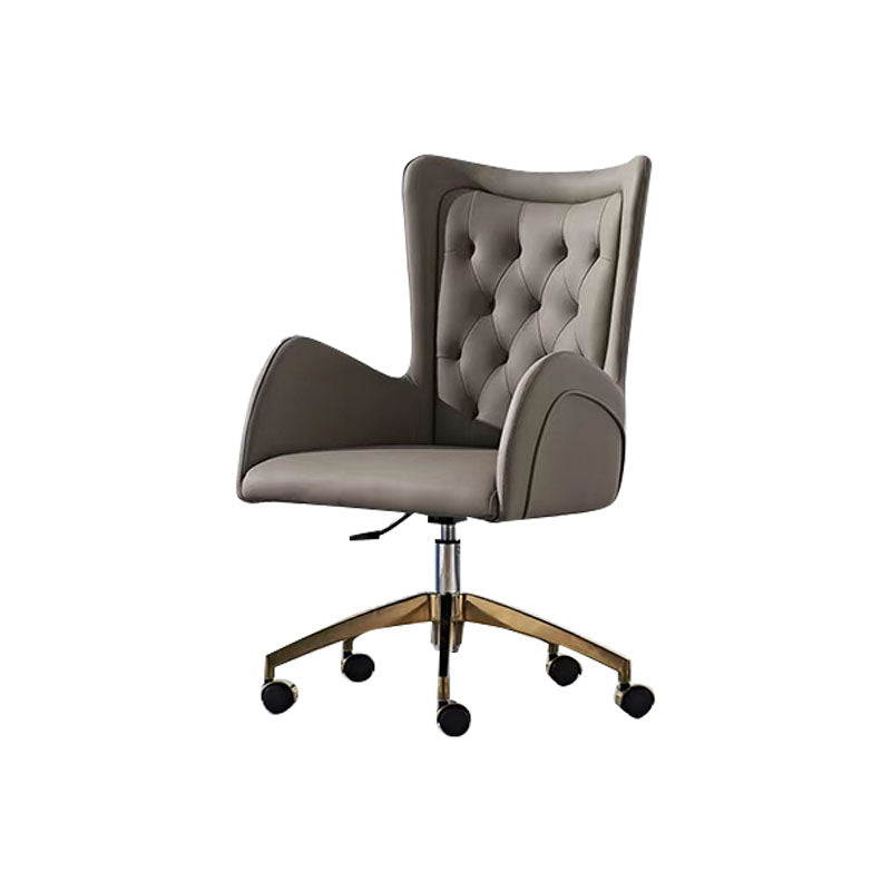 Mid Back Office Chair Rotatable Leather Desk Chair with Steel Base