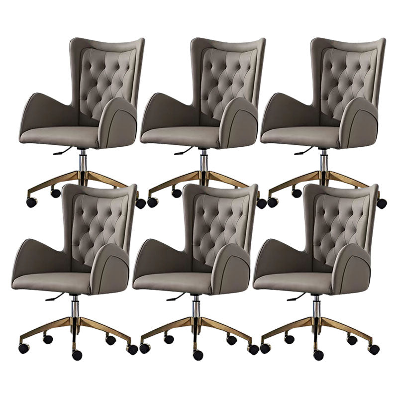 Mid Back Office Chair Rotatable Leather Desk Chair with Steel Base