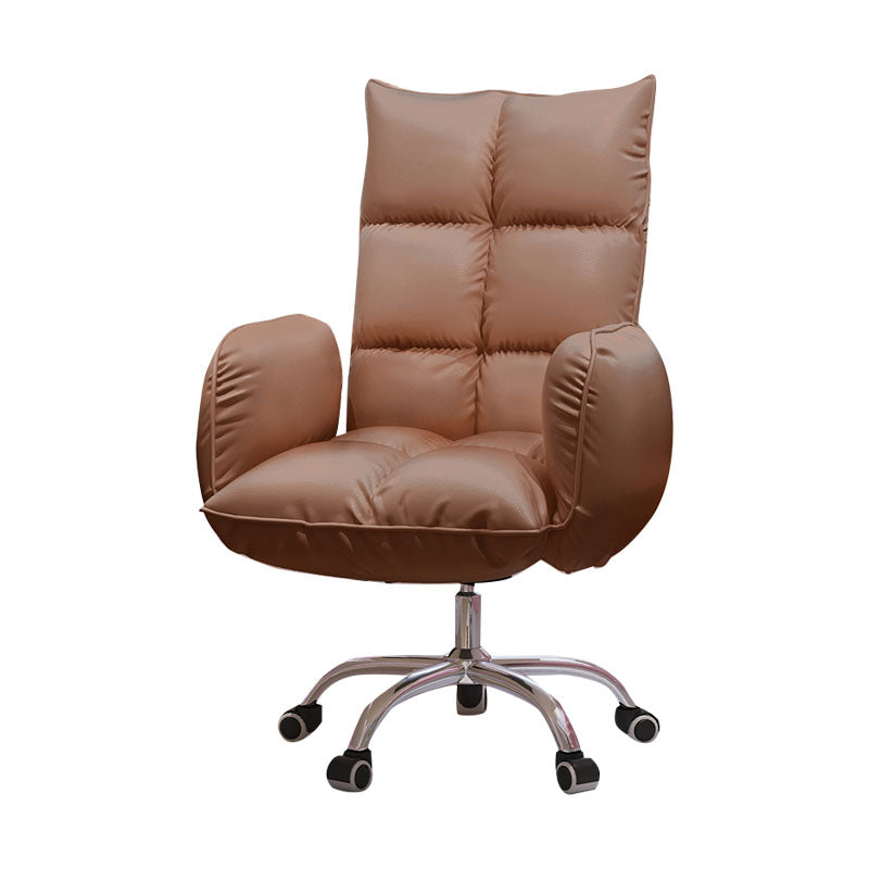 High Back Office Chair Rotatable Upholstered Desk Chair with Steel Base