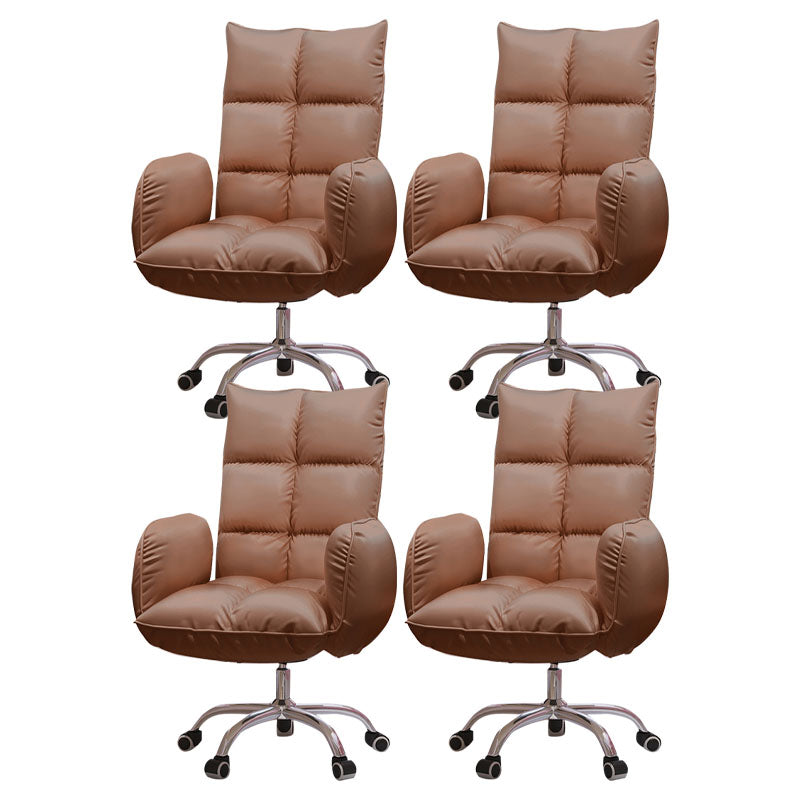 High Back Office Chair Rotatable Upholstered Desk Chair with Steel Base