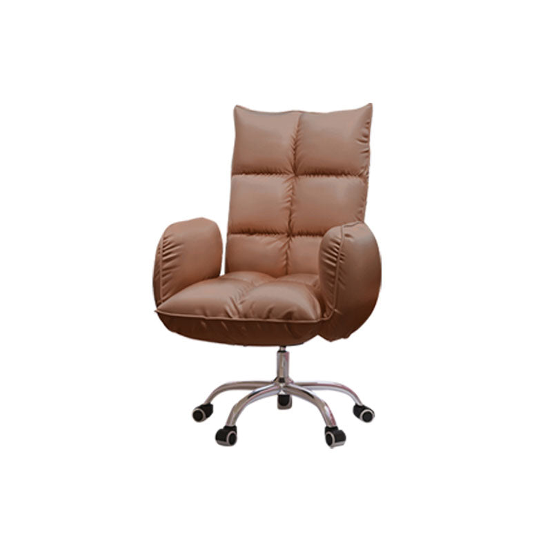 High Back Office Chair Rotatable Upholstered Desk Chair with Steel Base