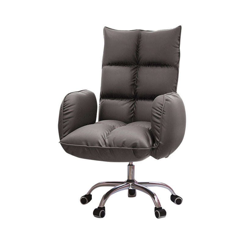 High Back Office Chair Rotatable Upholstered Desk Chair with Steel Base