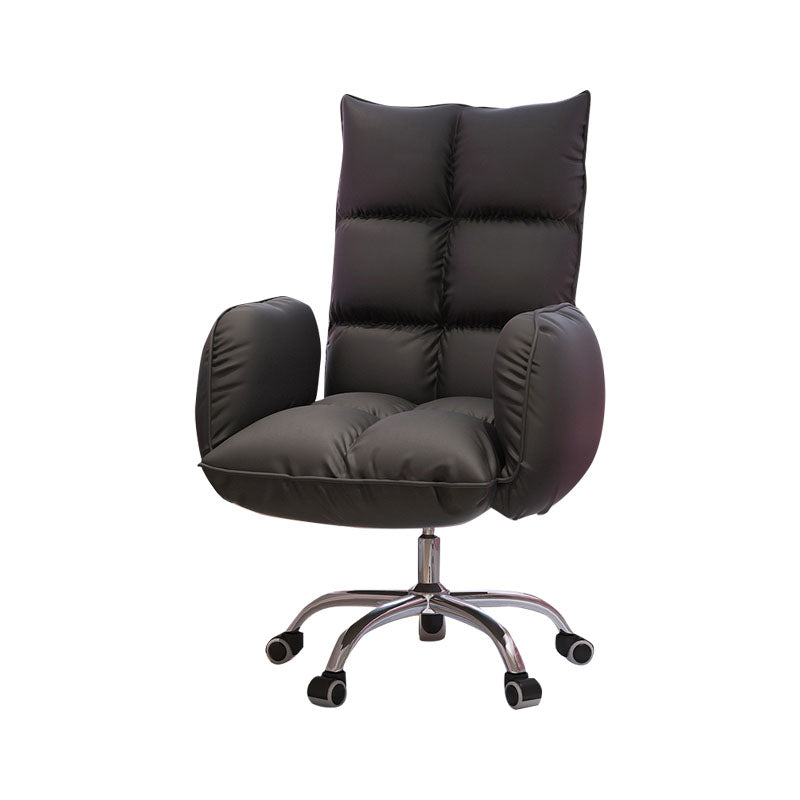 High Back Office Chair Rotatable Upholstered Desk Chair with Steel Base