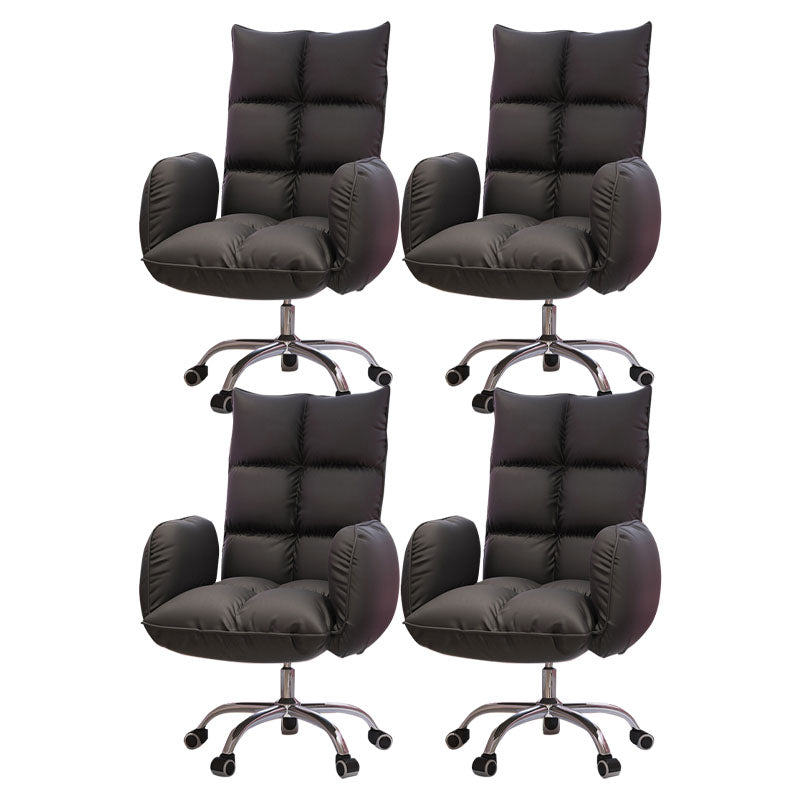 High Back Office Chair Rotatable Upholstered Desk Chair with Steel Base