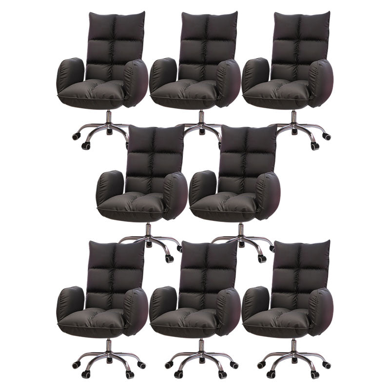 High Back Office Chair Rotatable Upholstered Desk Chair with Steel Base