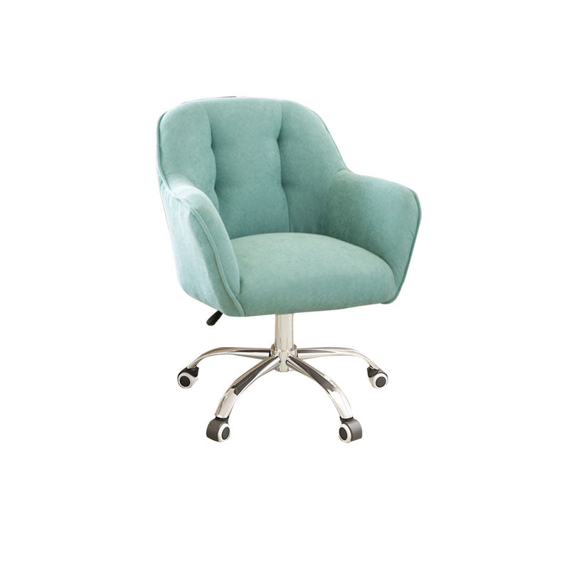 Mid Back Office Chair Rotatable Upholstered Desk Chair with Wheels