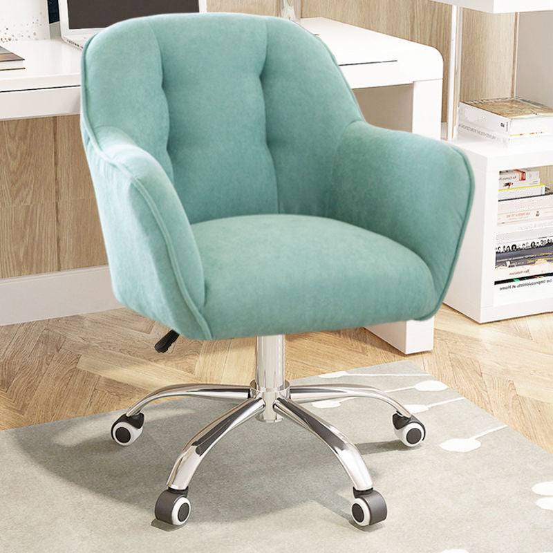 Mid Back Office Chair Rotatable Upholstered Desk Chair with Wheels