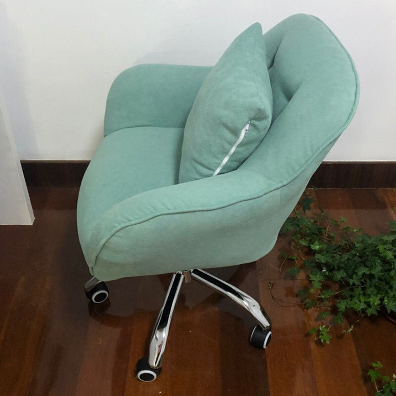 Mid Back Office Chair Rotatable Upholstered Desk Chair with Wheels