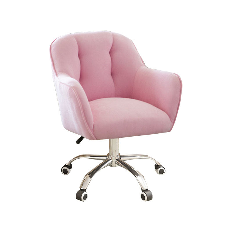 Mid Back Office Chair Rotatable Upholstered Desk Chair with Wheels