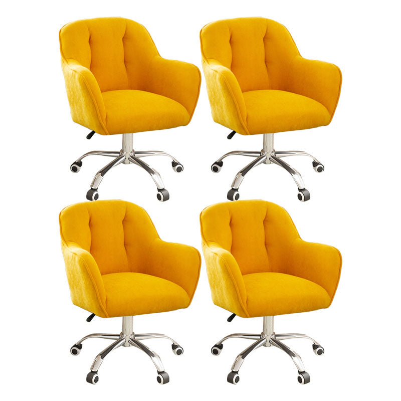 Mid Back Office Chair Rotatable Upholstered Desk Chair with Wheels