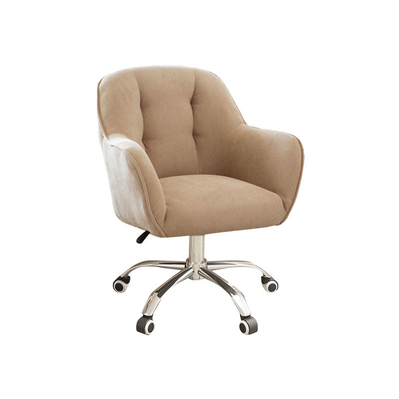 Mid Back Office Chair Rotatable Upholstered Desk Chair with Wheels