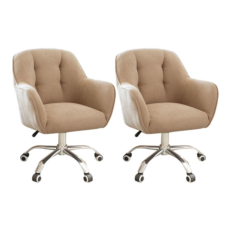 Mid Back Office Chair Rotatable Upholstered Desk Chair with Wheels