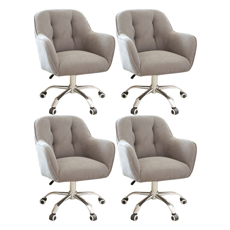 Mid Back Office Chair Rotatable Upholstered Desk Chair with Wheels