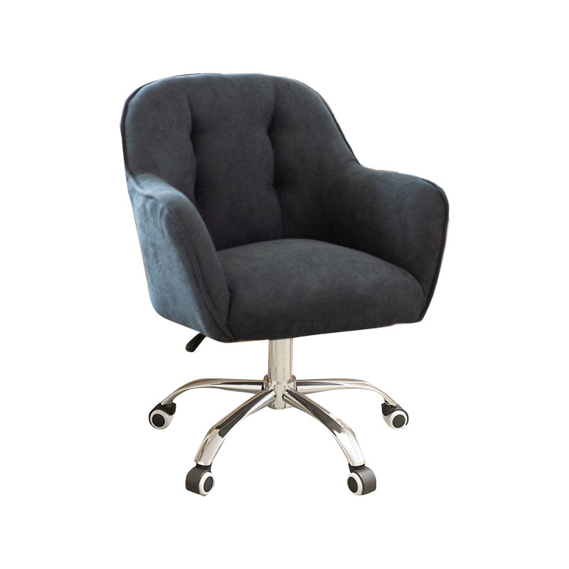 Mid Back Office Chair Rotatable Upholstered Desk Chair with Wheels