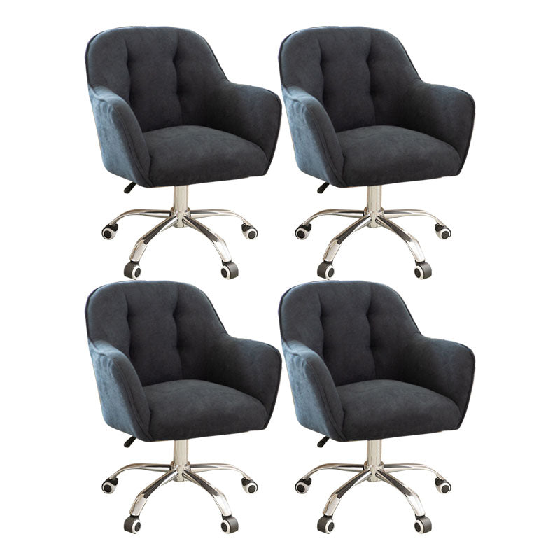 Mid Back Office Chair Rotatable Upholstered Desk Chair with Wheels