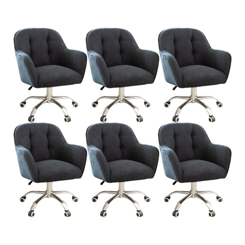 Mid Back Office Chair Rotatable Upholstered Desk Chair with Wheels