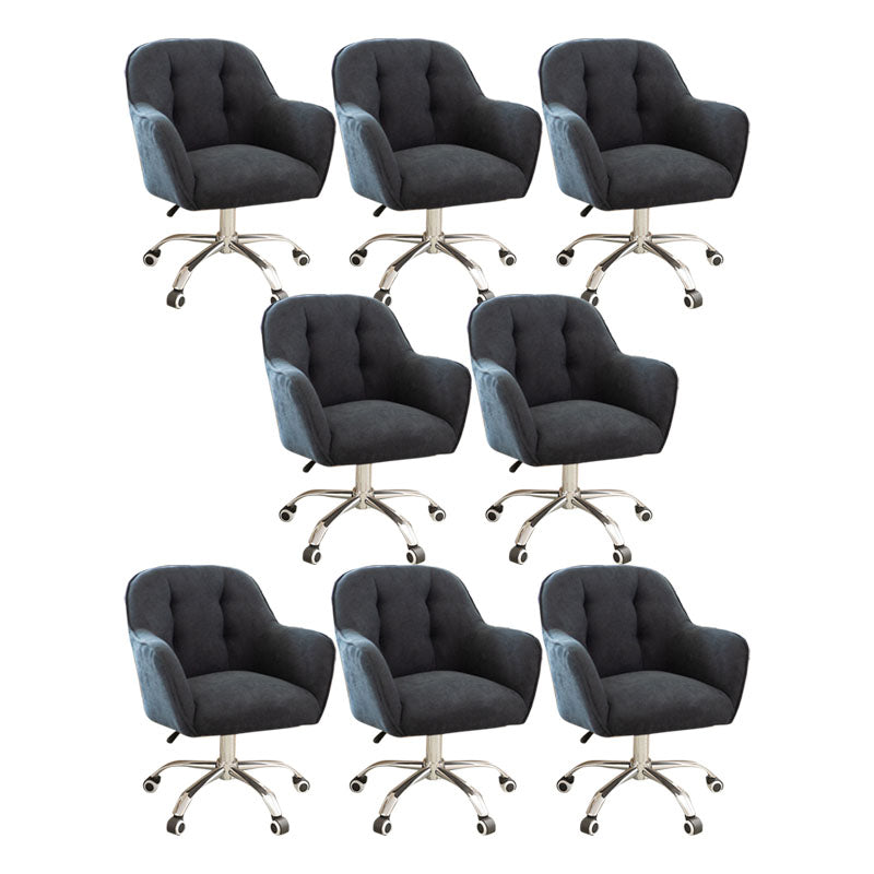 Mid Back Office Chair Rotatable Upholstered Desk Chair with Wheels