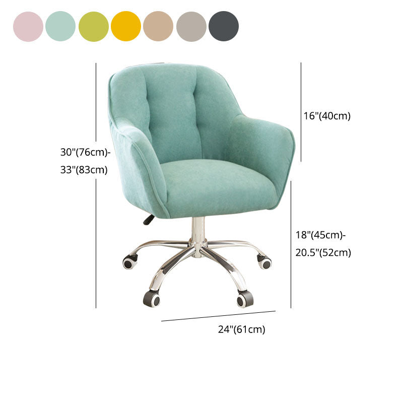 Mid Back Office Chair Rotatable Upholstered Desk Chair with Wheels