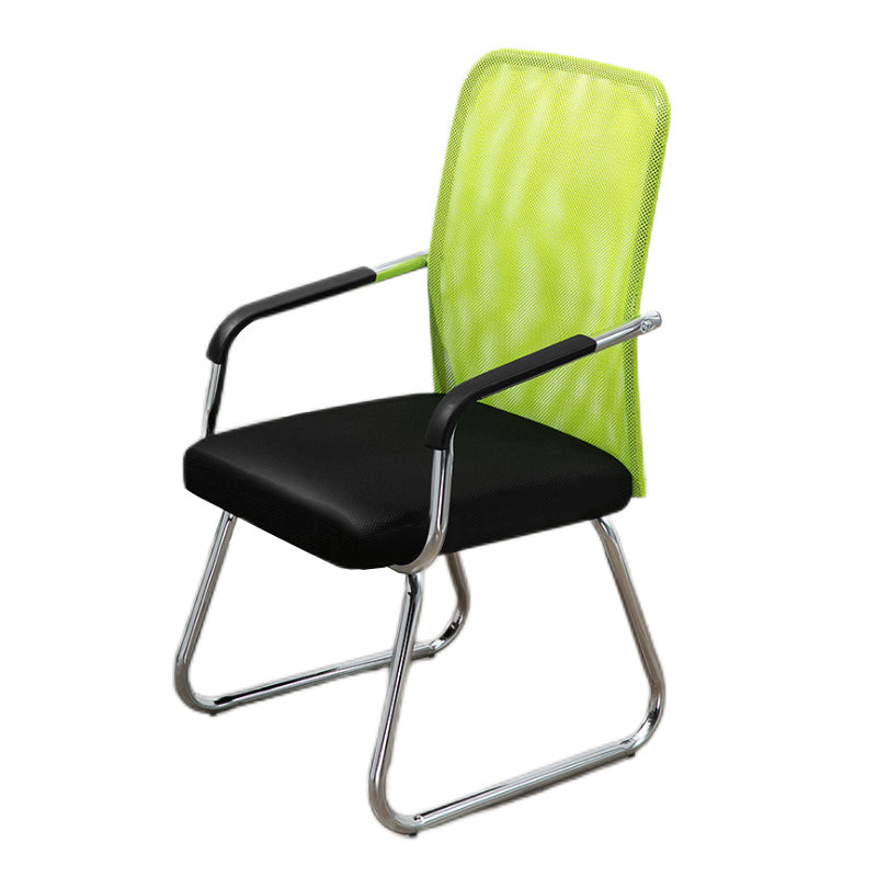 Mid Back Office Chair Mesh Fixed Armrest Desk Chair with Sled Base