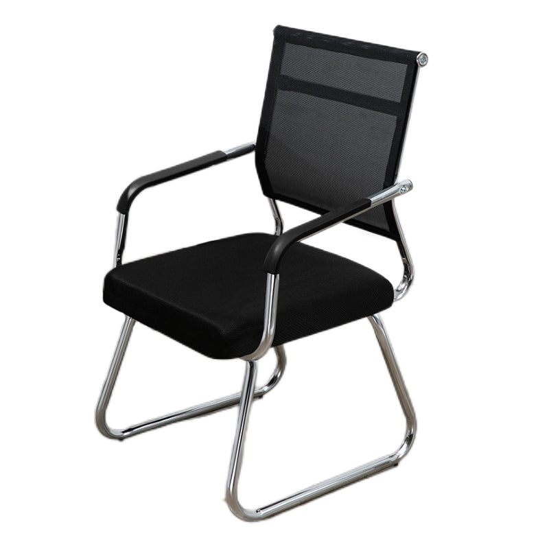 Mid Back Office Chair Mesh Fixed Armrest Desk Chair with Sled Base