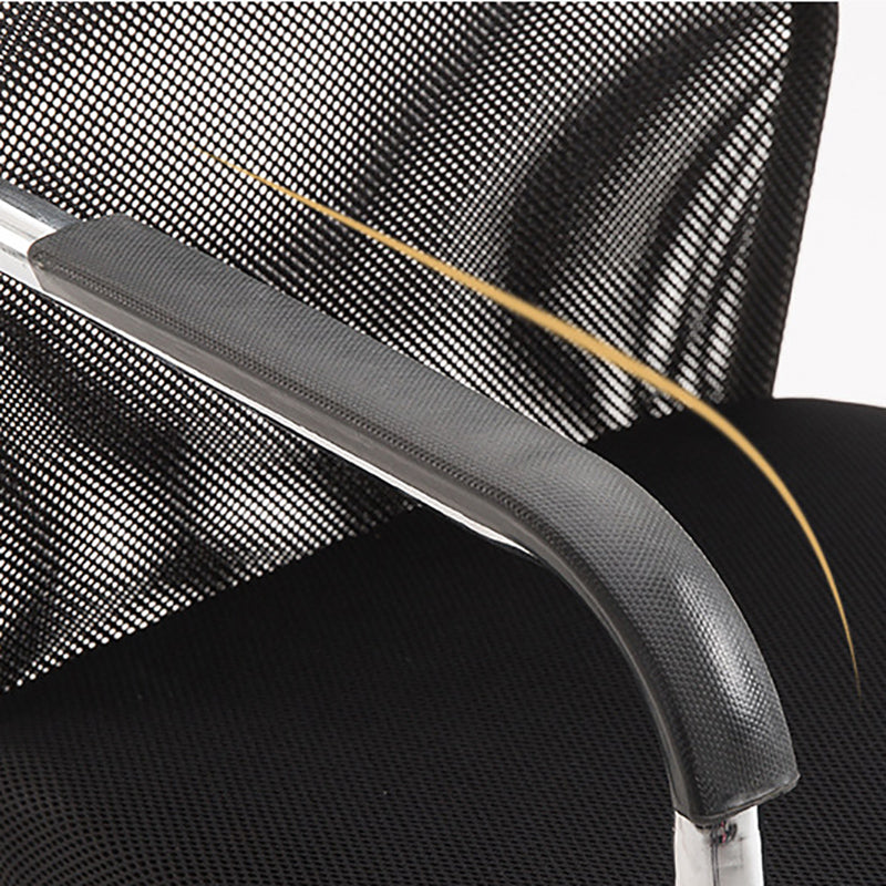 Mid Back Office Chair Mesh Fixed Armrest Desk Chair with Sled Base