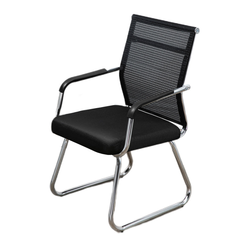 Mid Back Office Chair Mesh Fixed Armrest Desk Chair with Sled Base