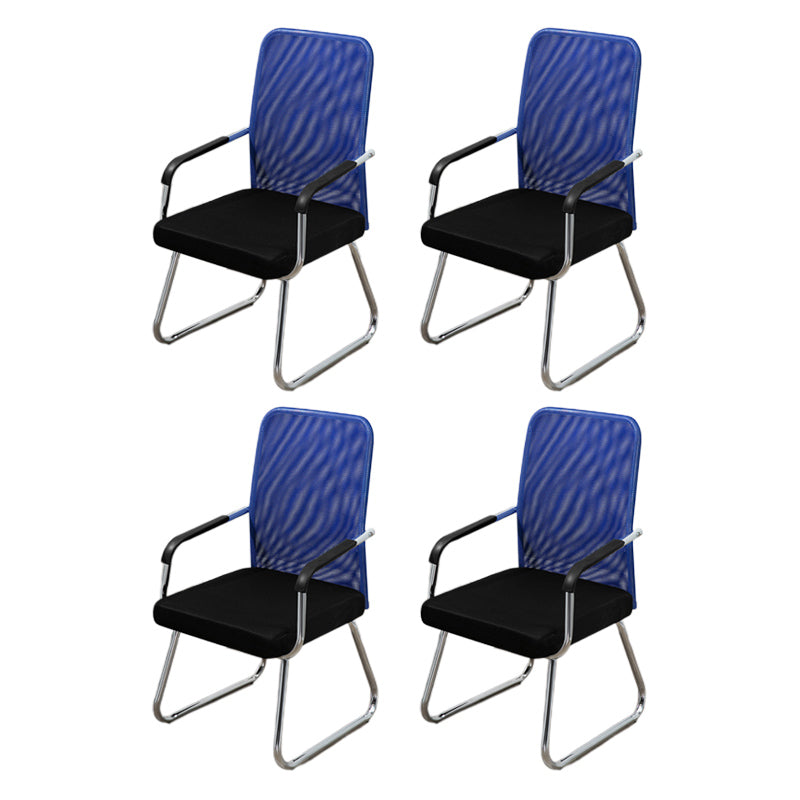 Mid Back Office Chair Mesh Fixed Armrest Desk Chair with Sled Base