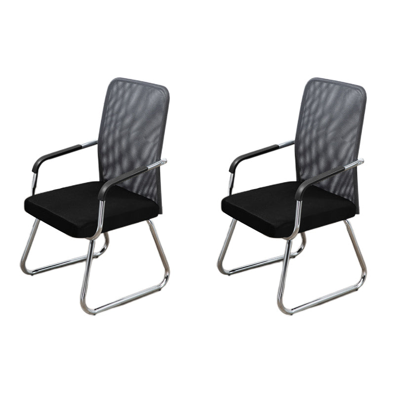 Mid Back Office Chair Mesh Fixed Armrest Desk Chair with Sled Base