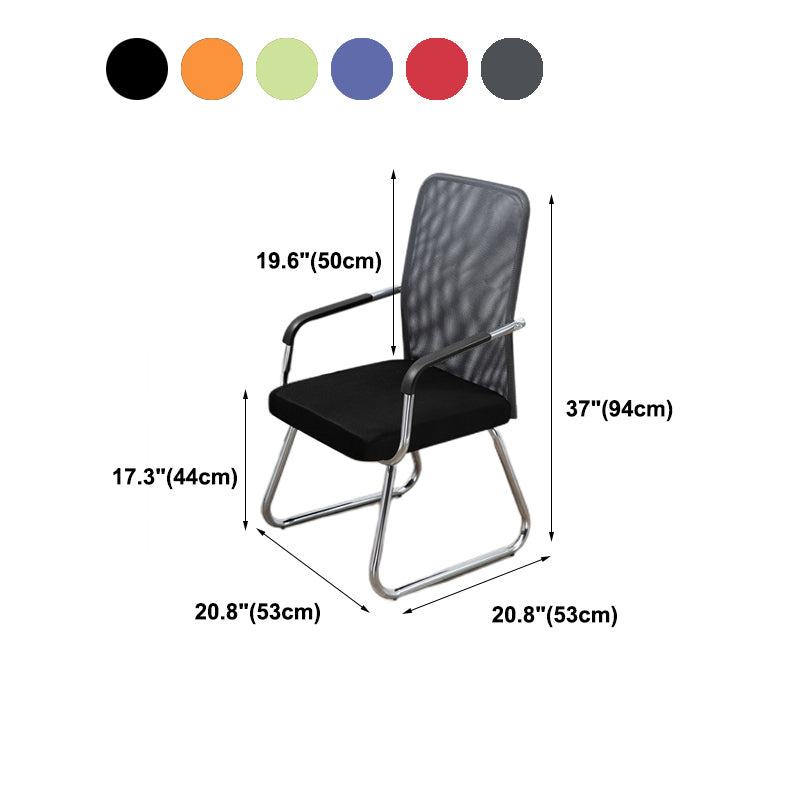 Mid Back Office Chair Mesh Fixed Armrest Desk Chair with Sled Base