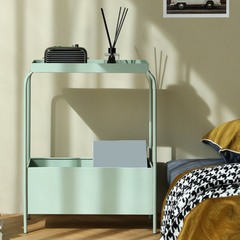 Modern Open Storage Nightstand Metal Shelf Included 26 Inch H Night Table with Legs