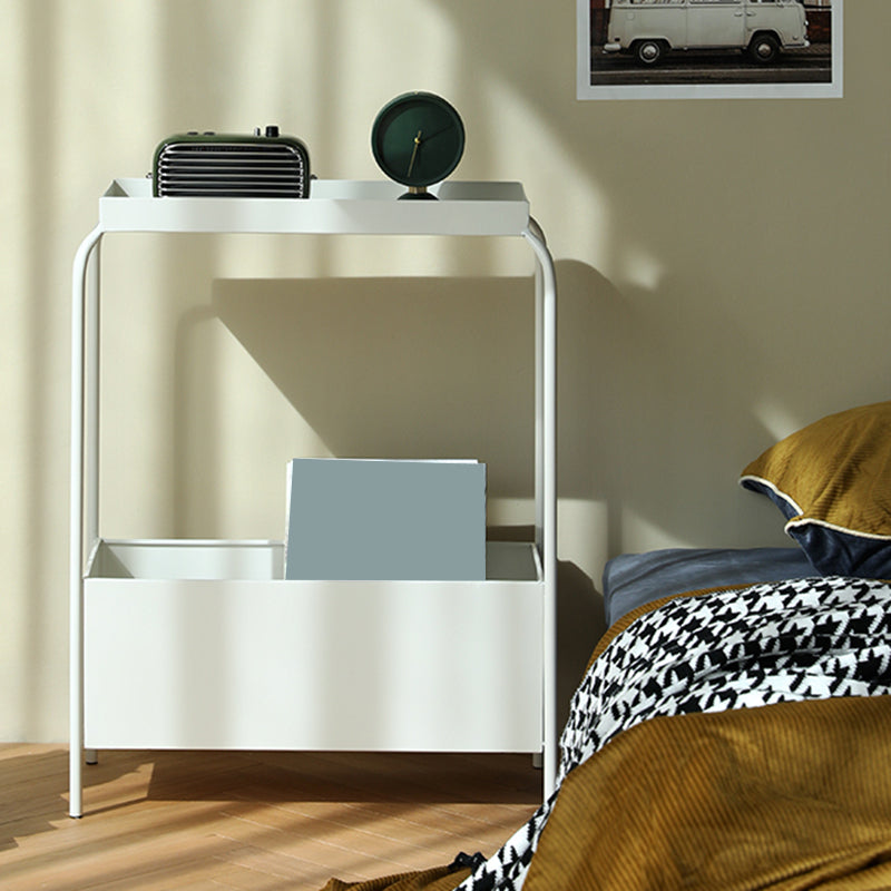 Modern Open Storage Nightstand Metal Shelf Included 26 Inch H Night Table with Legs