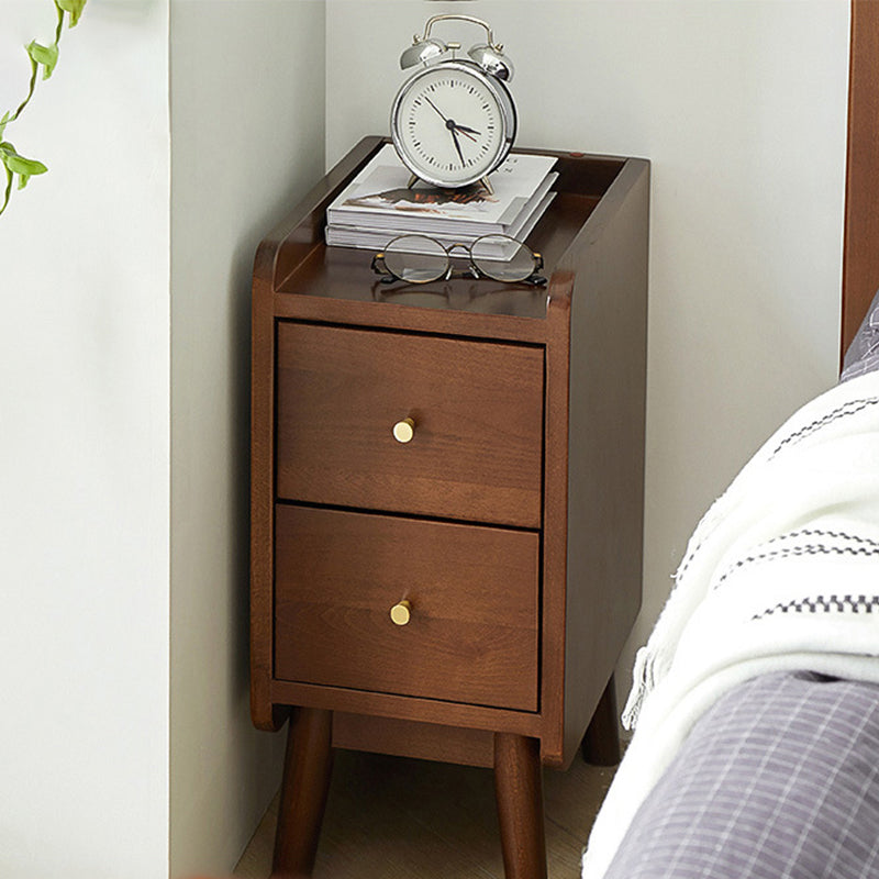 20 Inch H Nightstand Modern Solid Wood 2-Drawer Beech Bed Nightstand with Legs