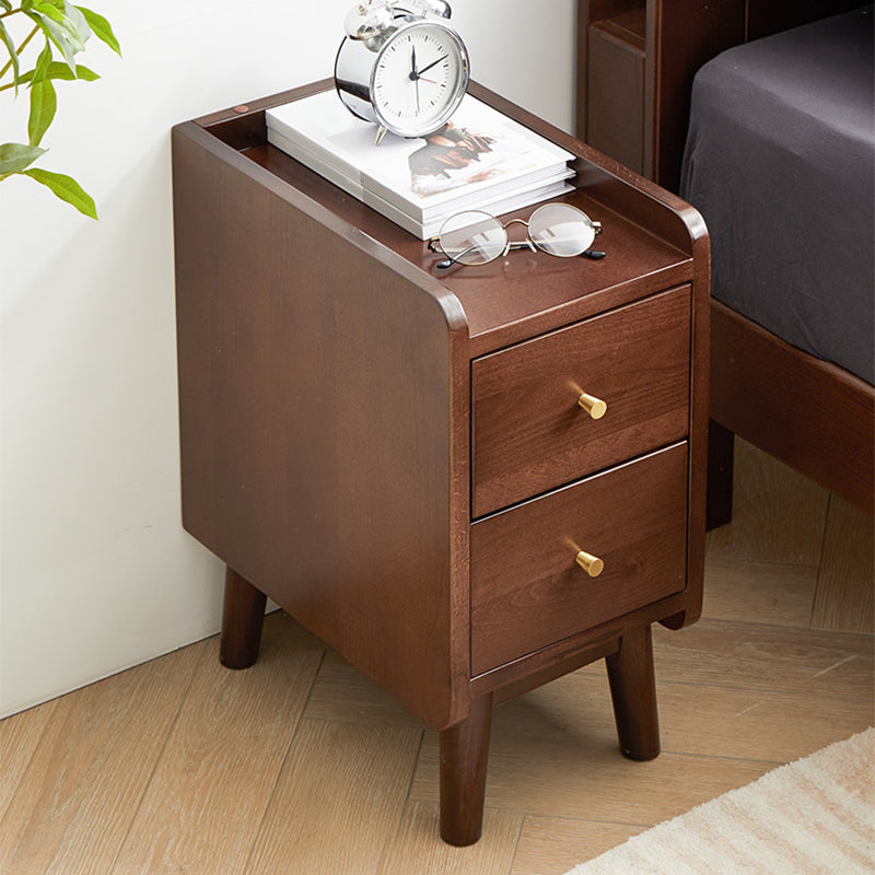 20 Inch H Nightstand Modern Solid Wood 2-Drawer Beech Bed Nightstand with Legs