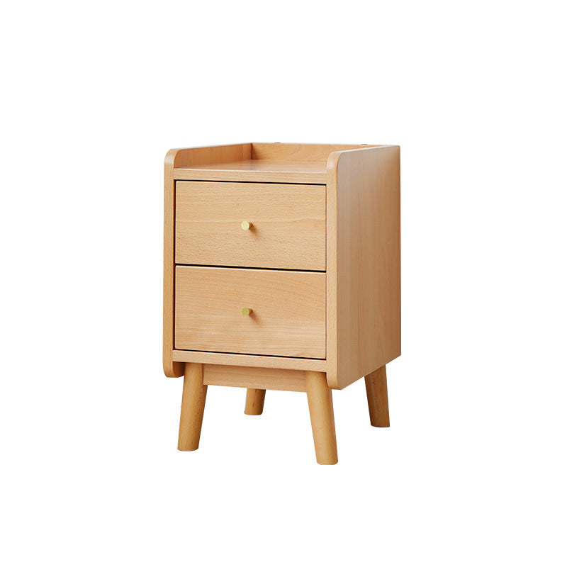 20 Inch H Nightstand Modern Solid Wood 2-Drawer Beech Bed Nightstand with Legs