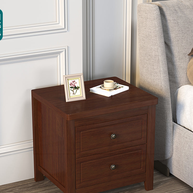 Modern 2-Drawer Storage Nightstand 20 Inch H Imitation Wood Legs Included Night Table