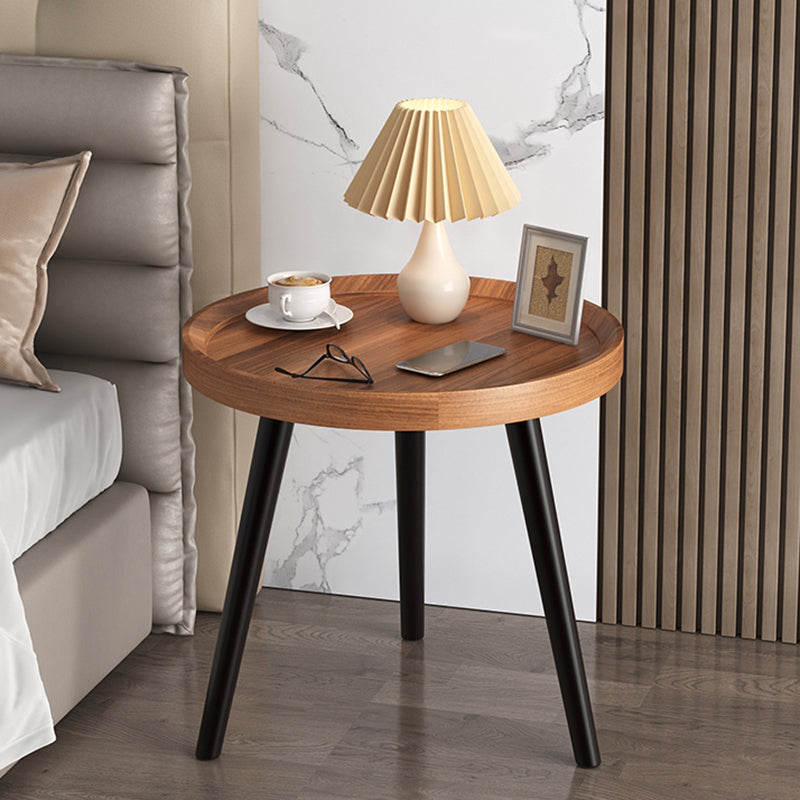 Modern Round Bed Nightstand Imitation Wood Open Storage 20 Inch H Night Table with Legs