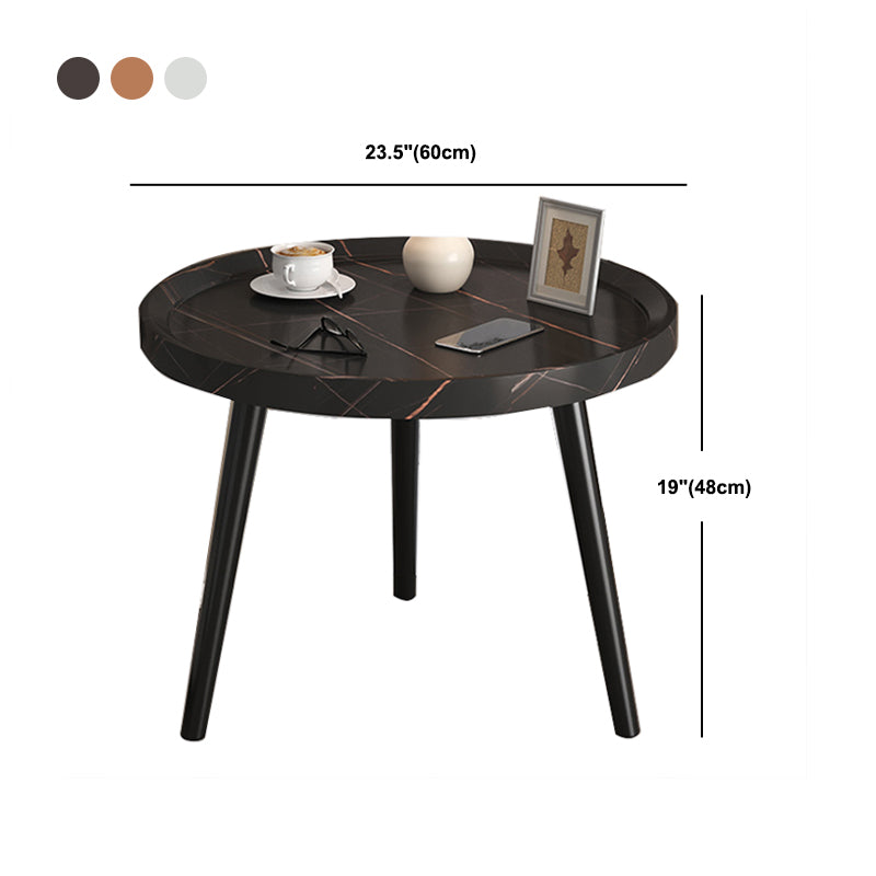 Modern Round Bed Nightstand Imitation Wood Open Storage 20 Inch H Night Table with Legs