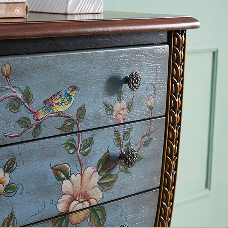 Rustic Wood Chest Vertical Chest with Drawers for Living Room