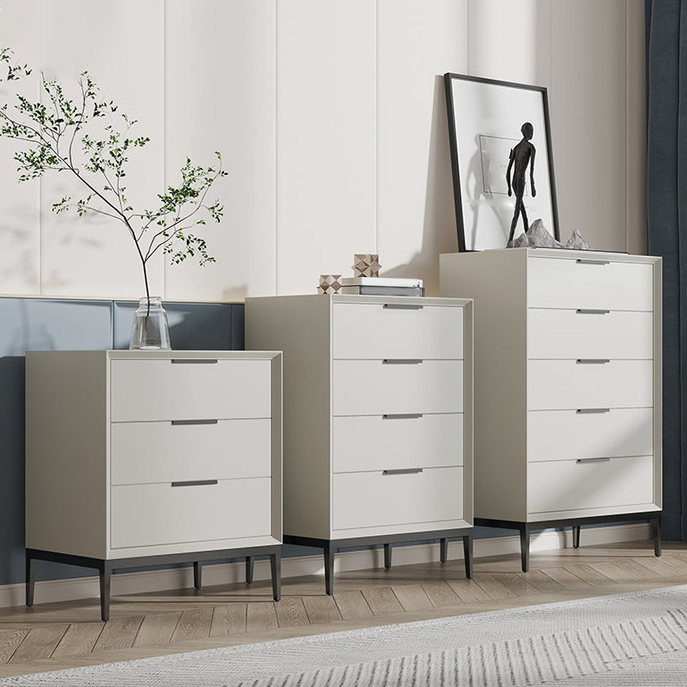 Leather Chest with Metal Legs Vertical Storage Chest with Drawers for Bedroom