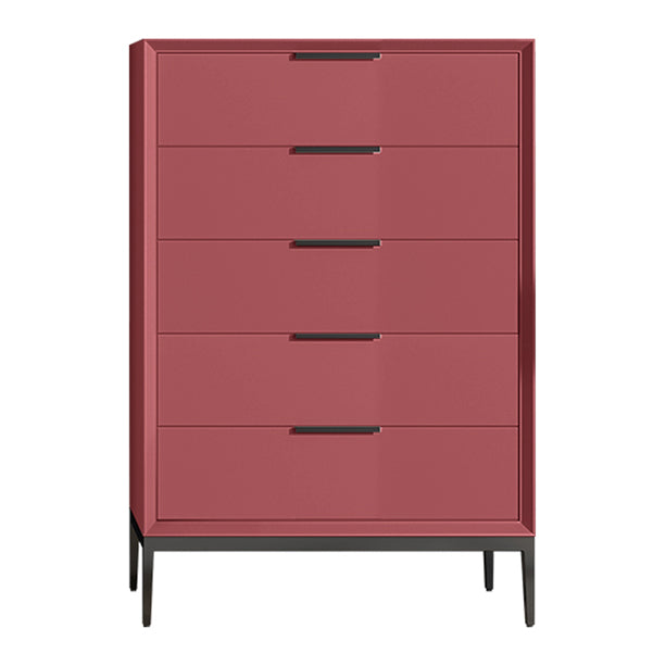 Leather Chest with Metal Legs Vertical Storage Chest with Drawers for Bedroom