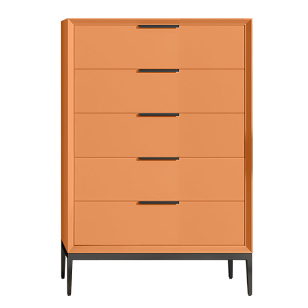 Leather Chest with Metal Legs Vertical Storage Chest with Drawers for Bedroom