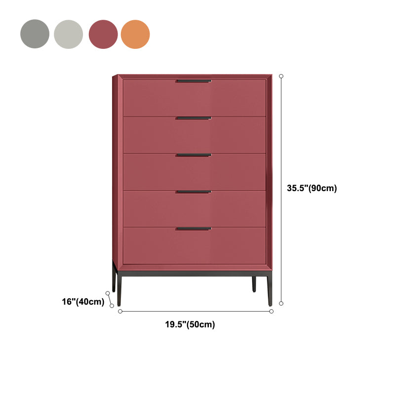 Leather Chest with Metal Legs Vertical Storage Chest with Drawers for Bedroom