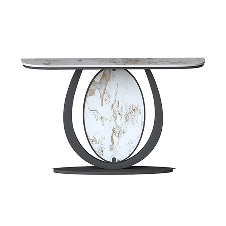 33.46" High Stone Console Table Scratch Resistant Steel Frame Accent Table